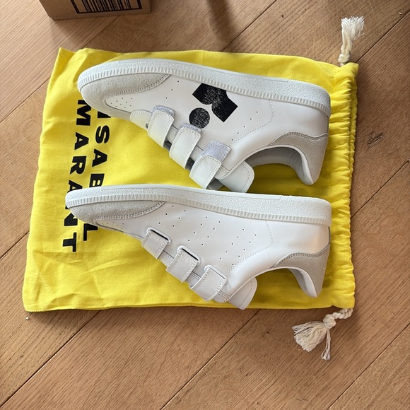 Isabel Marant White and Black Sneakers with Velcro Straps * new* unworn sz 39 - Picture 7 of 9